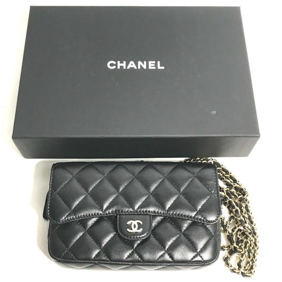 CHANEL Authentic Black Lambskin Leather Logo Wallet - Picture 8 of 16